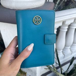 Tory Burch Wallet Teal and Gold